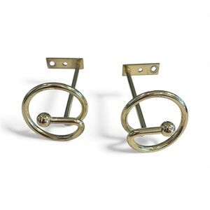 Vintage 90’s Brass Metal Pair Window Curtain Tie-Back Hooks, Valance Topper.